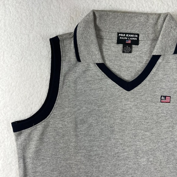 Polo Jeans‎ Co. Made in USA Sleeveless Polo Dress Gray Women's Size M VTG NMT - Picture 3 of 11